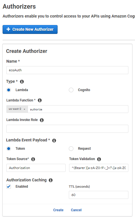 Screenshot REST API Gateway Settings