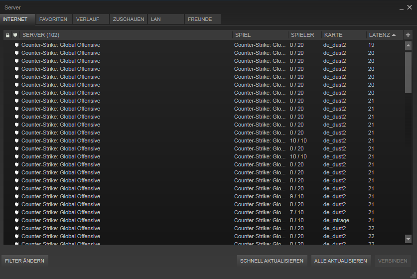 Steam server browser